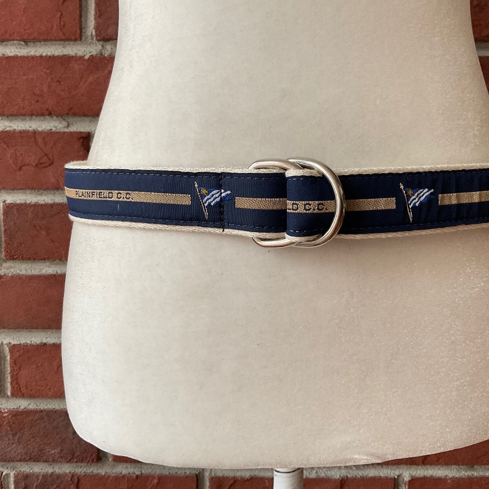 •YRI Canvas Graphic Plainfield C.C Adjustable D Ring Unisex Belt Size XL NWT